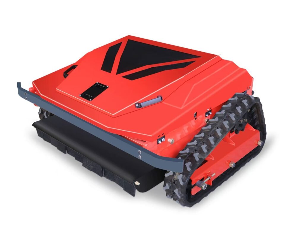 Red MAGNUS remote control mower seen from above