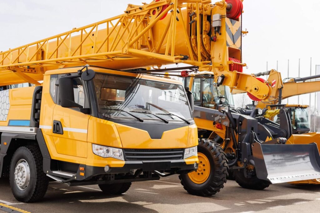 Mobile crane on a construction site